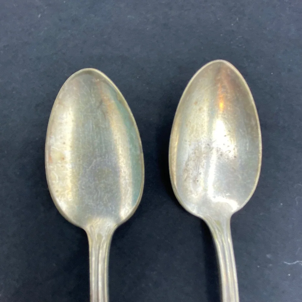 Vintage J. Rogers & Co 6in Teaspoons Silver Plated Anchor XII Set of 2 Silver